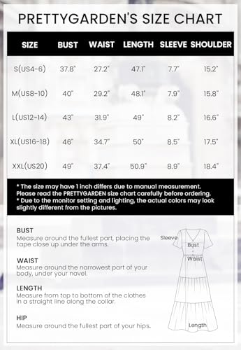 PRETTYGARDEN Summer Floral Dress for Women 2025 Casual Boho Short Sleeve Maxi Dresses V Neck Tiered Flowy Beach Sundress