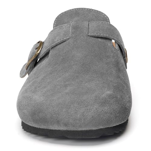 Image of ZUSERIS Suede Clogs for Women Men Wide Width Leather Mules