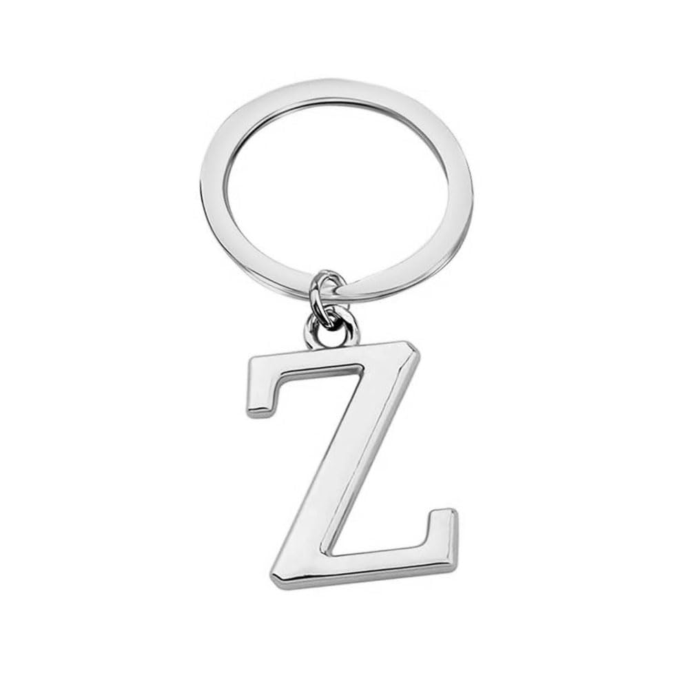 Rohans Keyring Letter - Initial Alphabet Key Ring Charm Silver and Gold (Silver, Z)