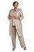 R&M Richards Plus Size Women's 3 PCE Laced Duster Jacket Mother of The Bride Pant Suits, Champagne, 16W