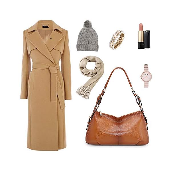 Kattee Soft Leather Hobo Handbags for Women, Genuine Top Handle Vintage Shoulder Purses (Brown)