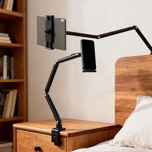 Soporte Tablet Cama 360° Brazo Articulado de Aluminio, Soporte iPad Mesa y Escritorio Manos Libres Ajustable para iPad Pro Air Mini Samsung Huawei 4 13 Pulgadas