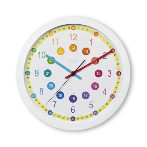 Hama Kinderwanduhr analog, 30 cm, zum Lernen (Wanduhr für...