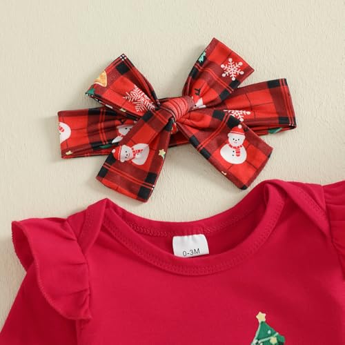 My First Christmas Baby Girl Outfit Newborn 1st Christmas Romper Ruffle Skirt Tutu Dress Headband Cute Xmas Clothes4