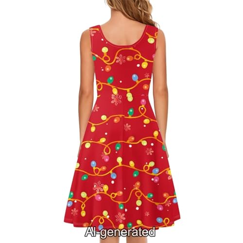 Image of Dreaweet Casual Sleeveless Dresses for Women Girls, Round Neck Tank Dresses with Pockets Summer Sundress Size XS-4XL