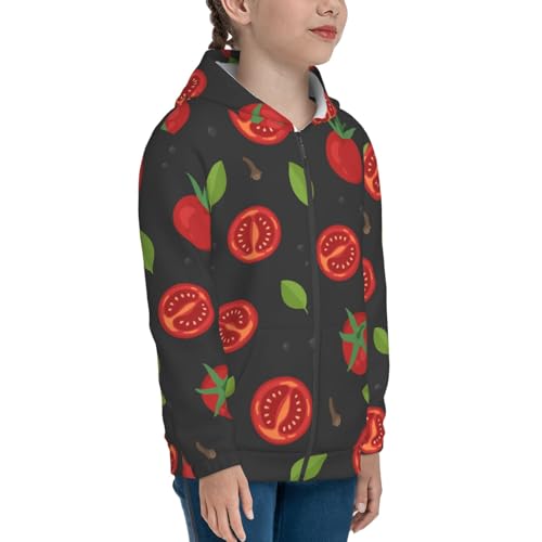 Tomatoes1 Kids Pullover Hoodies Boys Zip Up Sweatshirts Girls Athletic Clothes with Pocket4