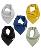 Kishu Baby Indi Organic Baby Bandana Bibs – Fairtrade 4-Way Reversible Drool Bibs for Boys & Girls – Unisex (Set of 5) (Terra Set)