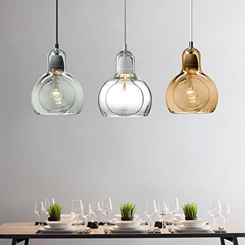 Luminaire Suspendu en Verre Transparent Style Industriel Support Ciment E27 - 7