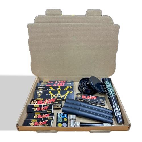 Fennys Creations Raw Black Gift Set Kit Accessories Gifts For Smokers Gift Set Box - Best Raw Box For Christmas Him & Her - Him birthday