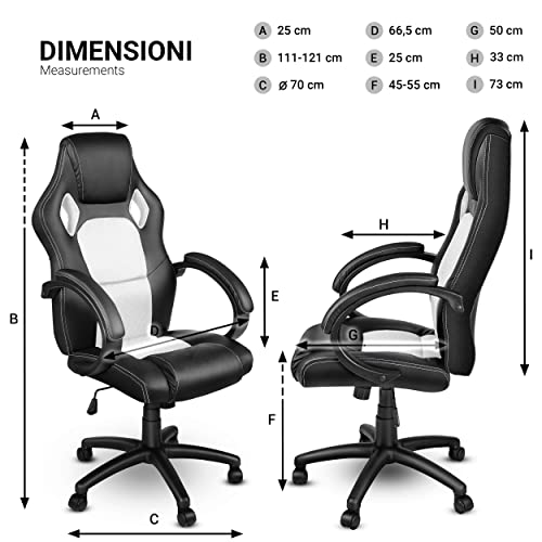 ® Sedia da ufficio Poltrona ufficio Versione Racing 14 diferente colores, braccioli imbottiti, inclinazione, sollevare SGS testato - Sedia gaming - Immagine 2