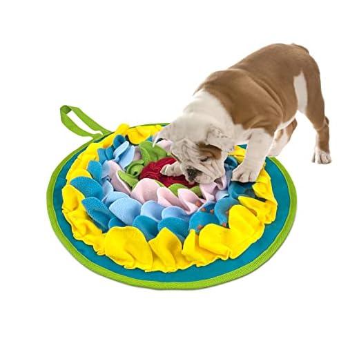 WishLotus Slip-Free Pet Snuffle Mat with Hanging Rope, Snuffle Mat for Dogs to Consume Energy and Relieve Stress, Pet Snuffle Mat for Rabbits, Hamsters, and Dogs to Improve Digestion (Dense Flowers)