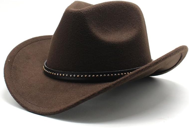 Western Cowboy Hat, Wide Edge Chinlon Western Felt Outdoor Hat, Suitable For Men and Women, Classic Cowboy Hat, Party Hat Photo Prop, Coffee