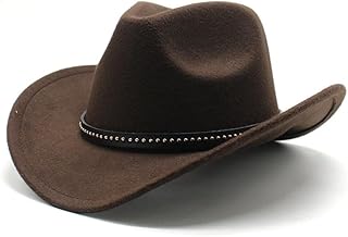 Aegistus Western Cowboy Hat Wide Edge Chinlon Western Felt Outdoor Hat Suitable for Men and Women Classic Cowboy Hat Party Hat Photo Prop Coffee One Size, coffee