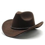 Western Cowboy Hat, Wide Edge Chinlon Western Felt Outdoor Hat, Suitable For Men and Women, Classic Cowboy Hat, Party Hat Photo Prop, Coffee