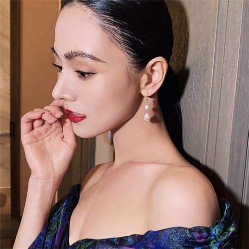 Gold Dangle Teardrop Earrings for Women, 18k Gold Plated Cubic Zirconia Tear Long Drop Earrings Jewelry — view 4