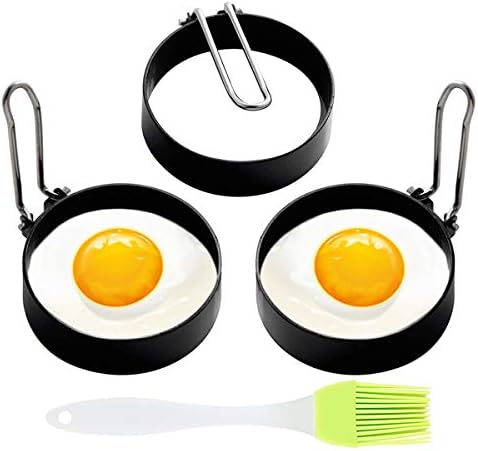 Egg Ring, 3 Pack Egg Pancake Maker Mold, Stainless Steel Non Stick Circle Shaper Egg Rings, Kitchen Cooking Tool for Frying Egg Mcmuffin, Sandwiches, Egg Maker Molds Set (3pcs)