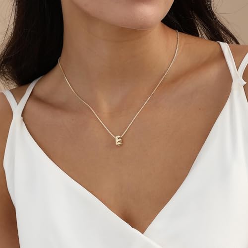 Image of Personalized Bubble Letter Initial Necklace, 14K Gold Plated, Dainty Pendant for Women, Trendy Gold Jewelry