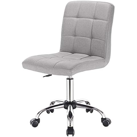 EUGAD 0011BGY Arbeitshocker auf Rollen Bürohocker Schreibtischstuhl Rollhocker 360° drehbar höhenverstellbar Leinen Metall Hellgrau Cover