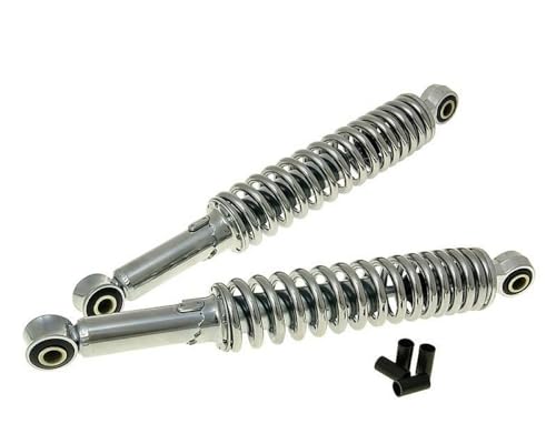 Amortisseurs chromés 310 mm Sachs pour cyclomoteur Hercules Prima Optima P3 et Kreidler