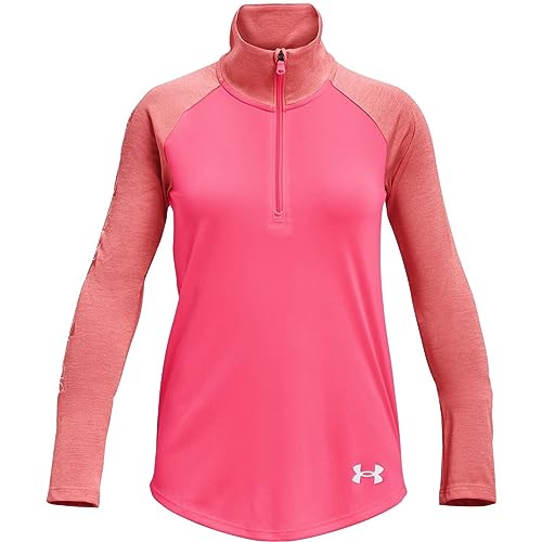 Image of Under Armour Kids Tech Graphic Half Zip Top Pink 11-12 Years