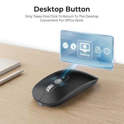 cimetech Bluetooth Maus Kabellos (Dual Mode: BT5.1+ 2.4G) Wiederaufladbare Mouse Stille Slim Funkmaus für MacBook Pro/Air/Mac/iPad/Laptop/Desktop/Mac/PC/Computer 3