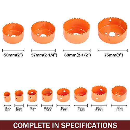 Behappy Hole Saw Set 15 Pcs, Hole Saw Kit For Metal, Wood, And Plastic With Storage Case, General Purpose 3/4"-3"(19-75Mm) Saw Blades, Hex Key, Mandrels, Drill Bits With Storage Case #TOP1