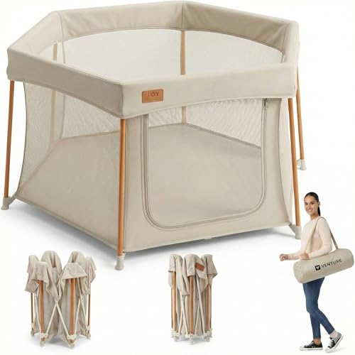 Venture Baby Laufstall - All Stars Joy preisgekröntes faltbares Laufgitter - Großer, tragbarer Laufstall für Babys & Kleinkinder, atmungsaktives Mesh & angepasste Ma...