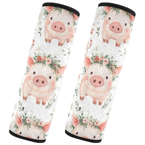 Seat Belt Covers 2 Pack Pigs Wreaths Car Seat Strap Covers Super Soft Cute Car Seat Neck Cover for Boys Girls Adults Babies M