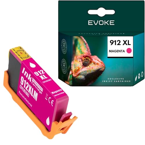 Image of EVOKE 912 XL Ink Compatible with HP 8010 8012e 8013 8014 8014e 8020 8022e 8024e 8025e Red (Magenta) 825 Pages 13ml
