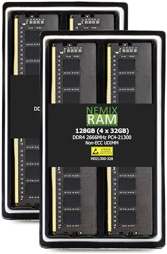 NEMIX RAM 128GB (4X32GB) DDR4 2666MHZ UDIMM Desktop PC Memory KIT Compatible with Dell Precision 3930 Rack Workstation