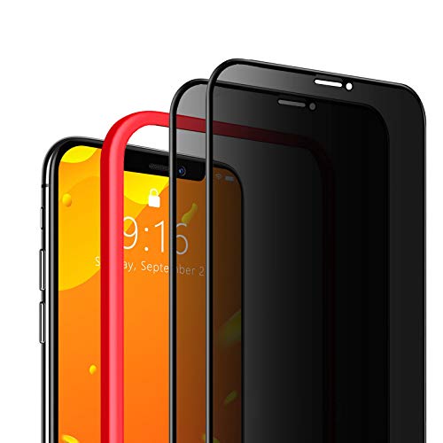 SAEYON [2 Piezas Privacidad Protector de Pantalla para Apple iPhone 11 Pro/iPhone XS/iPhone X, 3D Cobertura Completa Anti-Espía Cristal Vidrio Templado para iPhone 11 Pro/XS/X en 5,8", Negro Cover