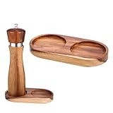 Salt and Pepper Mill Tray Salt and Pepper Grinder Mill Tray Peppers Mills Holder Retro Color Peppers Grinder Rest Holder fit All Wooden Grinders Mills Kitchen Storage Holders Accessories