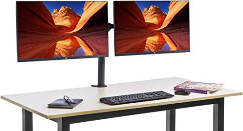 Amazon Basics Dual Monitor Stand with Height Adjustable Arm Mount, 360-degree rotation, Adjustable Screen Tilt and Cable Organizer (Steel)