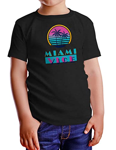 Camisetas EGB Camiseta Adulto/Niño Miami Vice Corrupción En Miami Ochenteras 80´s Retro Comic Tallas Especiales (Negro, XL)