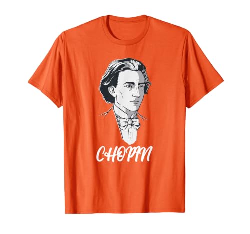 Great Frederic Chopin Motif - Composer Piano Classical T-Shirt, Men, Orange, Large