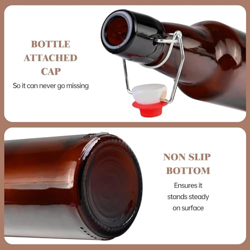 KITGLASCUP 16.5oz Amber Swing Top Glass Bottles for Airtight Lids, Home Brewing and Fermentation Kombucha, Vanilla Extract, Beverage, Water, Kefir (10 Pack) by KITGLASCUP - Image 4