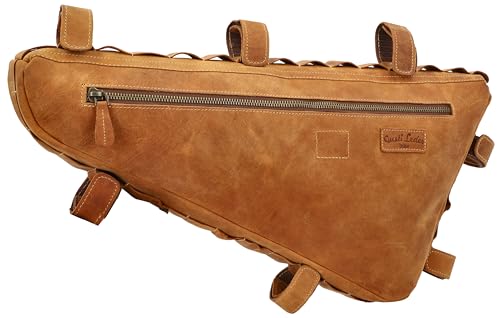 Gusti Fahrradtasche Leder - Roger V. Rahmentasche Ledertasche Vintage Look Fahrradzubehör Braun