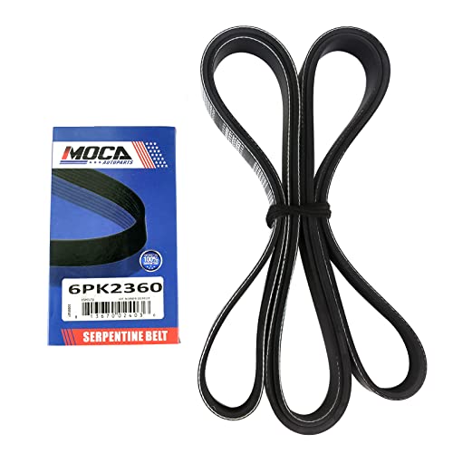 Image of MOCA 6PK2360 EPDM Serpentine Belt Compatible with 13-17 for Buick Enclave 3.6L, 00-02 for Chevrolet Tahoe 4.8L, 13-16 for GMC Acadia 3.6L, 08-13 for Mercedes-Benz C63 AMG 6.3L