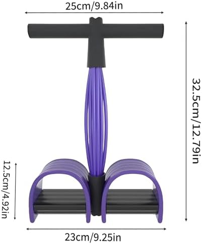 Multi-Function Abdominal Trainer & 6-Tube Elastic Resistance Band with Pedal Puller, Sit-Up Equipment & Bodybuilding Expander, Home Full Body Workout Machine for Yoga, Fitness, Black Purple - 3