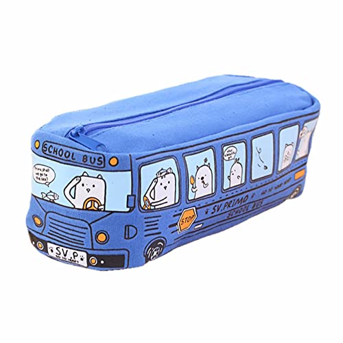 XKUN Trousse Creative Grande Toile Crayon Crayon Fournitures Fournitures Crayon Crayons Bus Pouch Girl Boys Papeterie Porte-Sac Sac-Dark Blue Cover