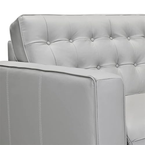 Armen Living Wesley Leather Power Footrest Tuxedo Arm Sofa, Dove Gray #TOP4