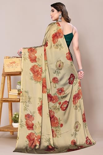 Image of MIRCHI FASHION Women Sari Georgette Plain | Breathable Lightweight Solid Color Saree for Office and Regular Wear with Blouse Piece