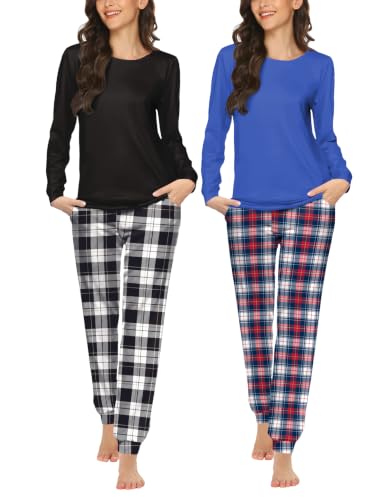 Ekouaer 2 Pack Pajamas for Women Set Long Sleeve Jogger Pjs Cozy Lounge Set - image 1