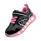 YESKIS Toddler Girls Light Up Shoes LED Flashing Lightweight Mesh Breathable Adorable Running Sneakers for Toddler Black 8