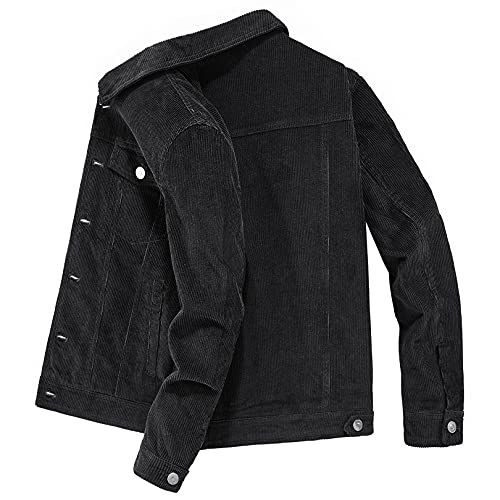 Kissonic Men's Vintage Corduroy Trucker Jacket Tops Stand Collar Button Down Workwear Coat2