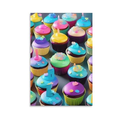 Poster coloré Happy Birthday Cupcakes pour décorer votre chambre