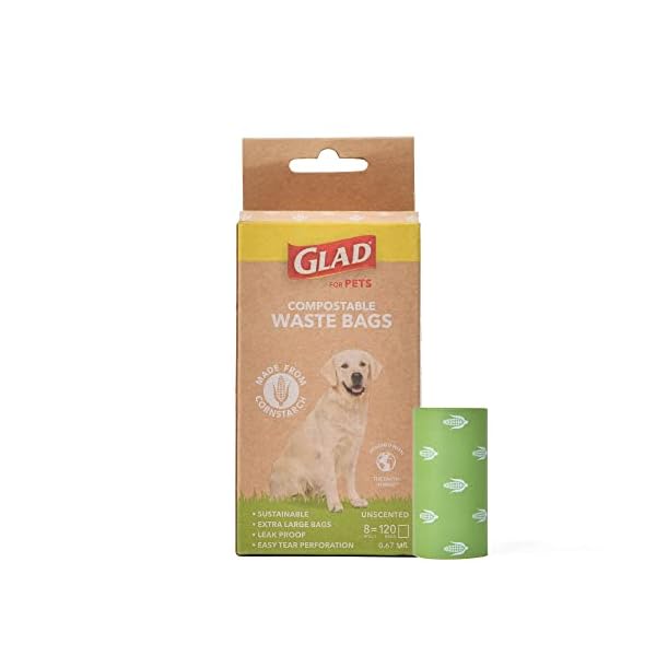 GLAD for Pets Compostable Waste Bags, Extra Large Size, 120 Count | Sustainable Dog Waste Bags Made from Cornstarch, Certified At-Home and Industrially Compostable Poop Bags GLAD for Pets Compostable Waste Bags, Extra Large Size, 120 Count | Sustainable Dog Waste Bags Made from Cornstarch, Certified At-Home and Industrially Compostable Poop Bags