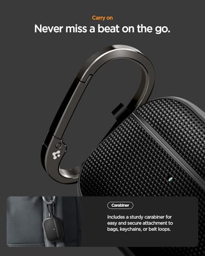 Image of Spigen for AirPods Pro 3 Case, Classic Fit Compatible with AirPods Pro 3rd Generation Case (2025), Premium Fabric Cover with Carabiner - Black