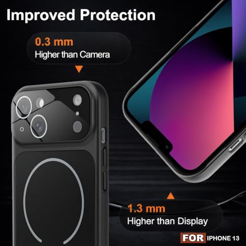 Image of SHINESTAR Premium Luxury Case Compatible with iPhone 13 | Protective Back Cover with Camera Lens Safety | Wireless Charging Support | Slim Fit Durable Design | Enhanced Grip Protection Black