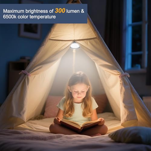 Rechargeable Patio Umbrella Lights with Remote Control, Battery Operated Cantilever Umbrella Light with 3 Brightness, Outdoor LED Camping Light for Offset Umbrellas,Tents, Black